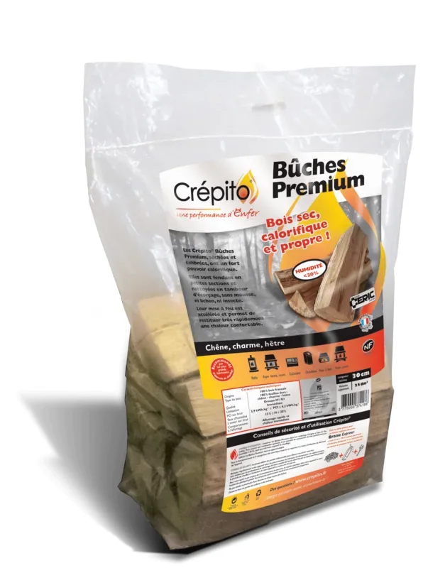 Bûches Premium Crépito – 25 cm – palette 2 m³