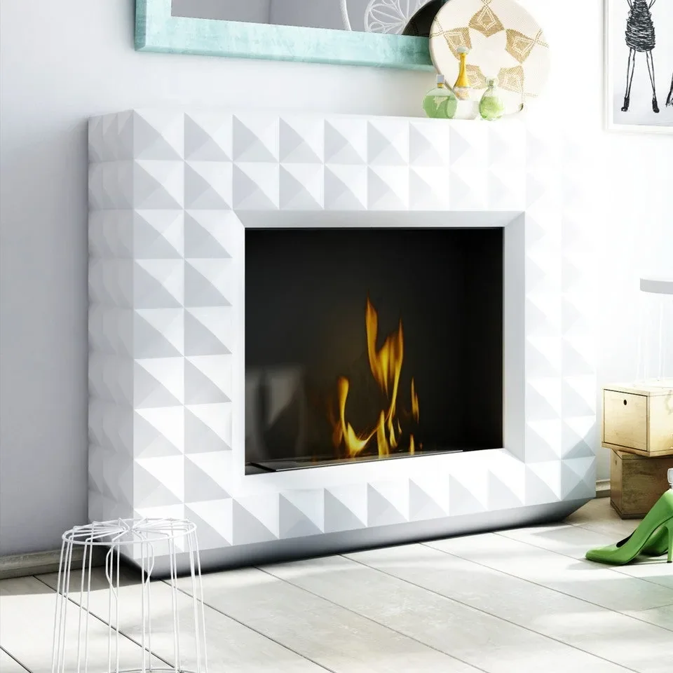 Cheminée bio-éthanol EGZUL 114 cm – blanc