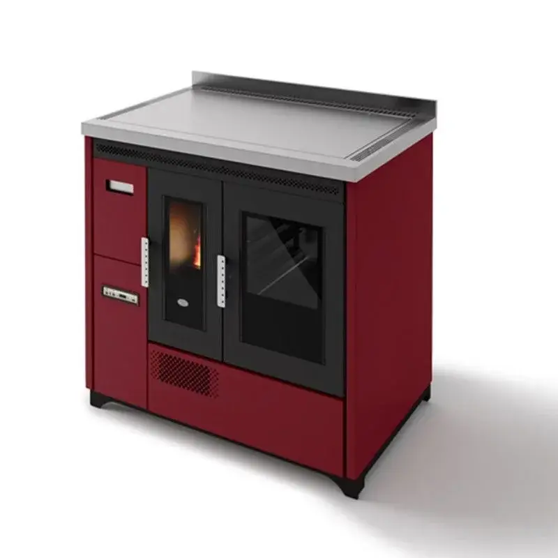 Poêle à bois 6 kW – Acier émaillé bordeaux