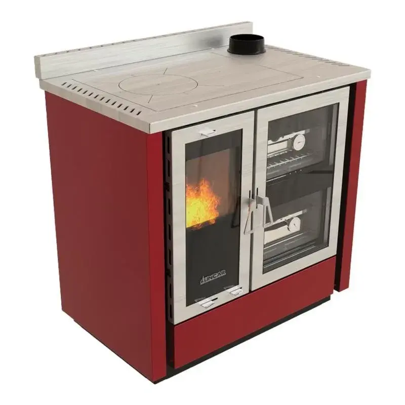 Cuisinière à bois campagne – Rouge, 7 kW