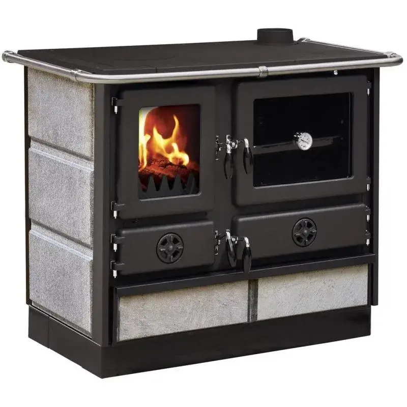 Cuisinière à bois campagne – Émaillée blanche, 6 kW